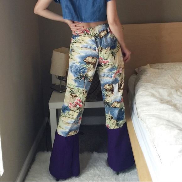 Reworked Vintage Tropical Ocean View Printed Pants-CA5 - Picture 9 of 12